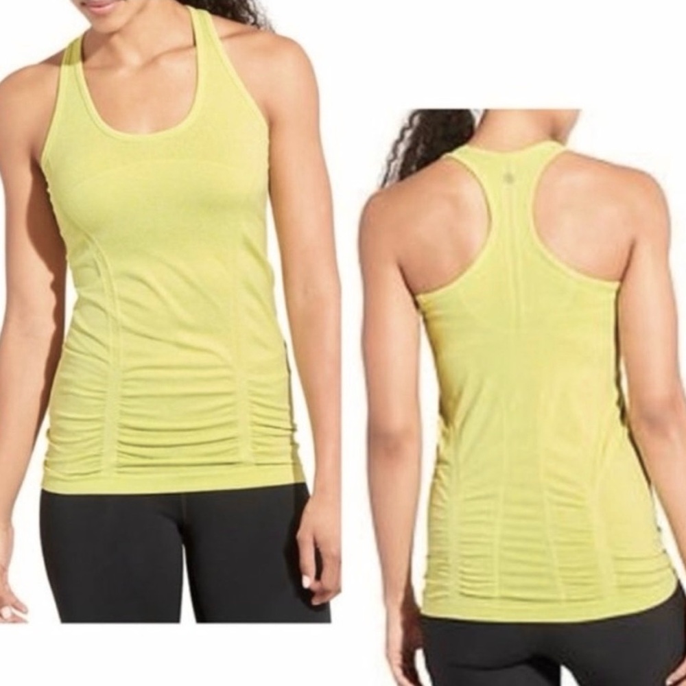 Athleta Fastest Track Butter Yellow Razorback Athletic Tank Top Size Medium
